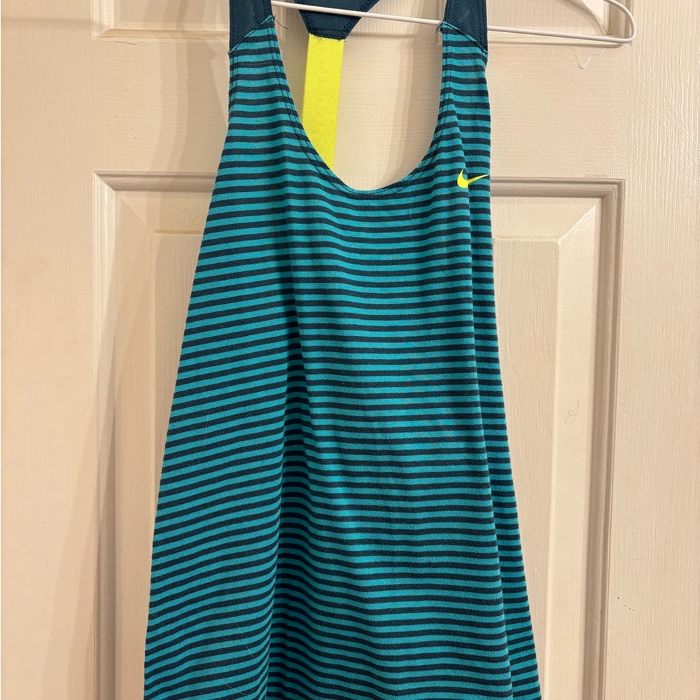 Nike Blue and Yellow Striped Tank Top